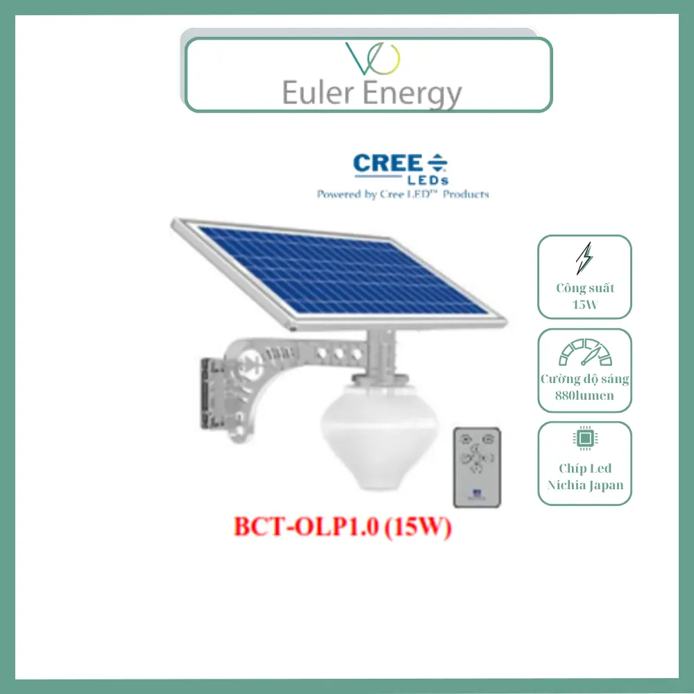 ĐÈN NĂNG LƯỢNG MẶT TRỜI - EULER ENERGY BCT-OLP1.0 (15W) ĐÈN NĂNG LƯỢNG MẶT TRỜI, EULER ENERGY BCT-OLP1.0 (15W)