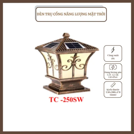 ĐÈN TRỤ CỔNG, NĂNG LƯỢNG MẶT TRỜI, TC – 250SW