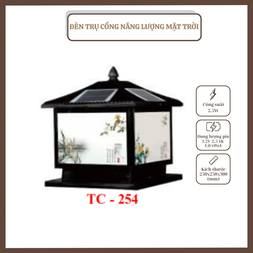 ĐÈN TRỤ CỔNG NĂNG LƯỢNG MẶT TRỜI TC-254 ĐÈN TRỤ CỔNG, NĂNG LƯỢNG MẶT TRỜI, TC-254