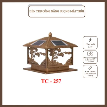 ĐÈN TRỤ CỔNG, NĂNG LƯỢNG MẶT TRỜI, TC – 257