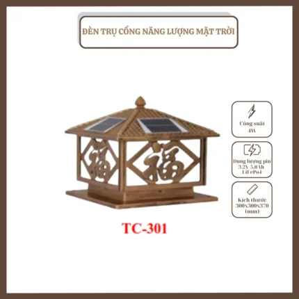 ĐÈN TRỤ CỔNG, NĂNG LƯỢNG MẶT TRỜI, TC – 301