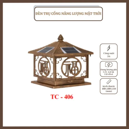 ĐÈN TRỤ CỔNG, NĂNG LƯỢNG MẶT TRỜI, TC – 406