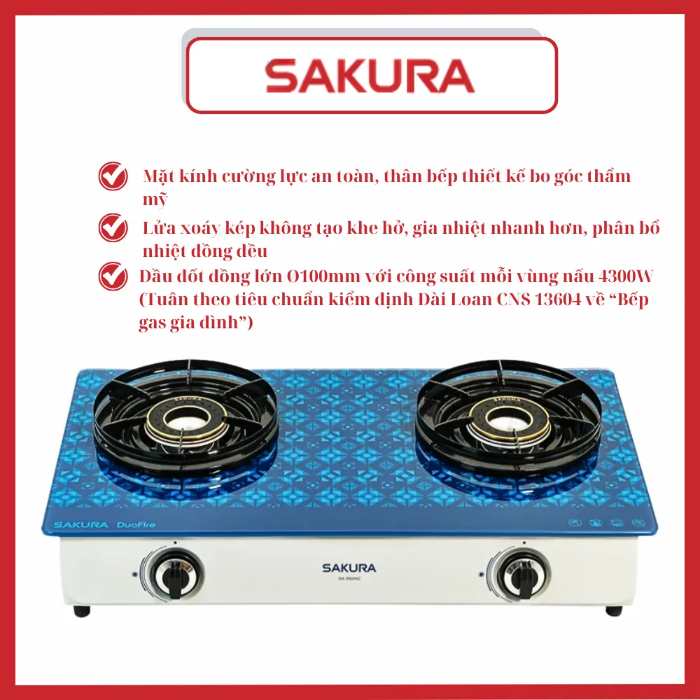 BẾP GAS ĐÔI SAKURA SA-992HG BẾP GAS ĐÔI, SAKURA, SA-992HG