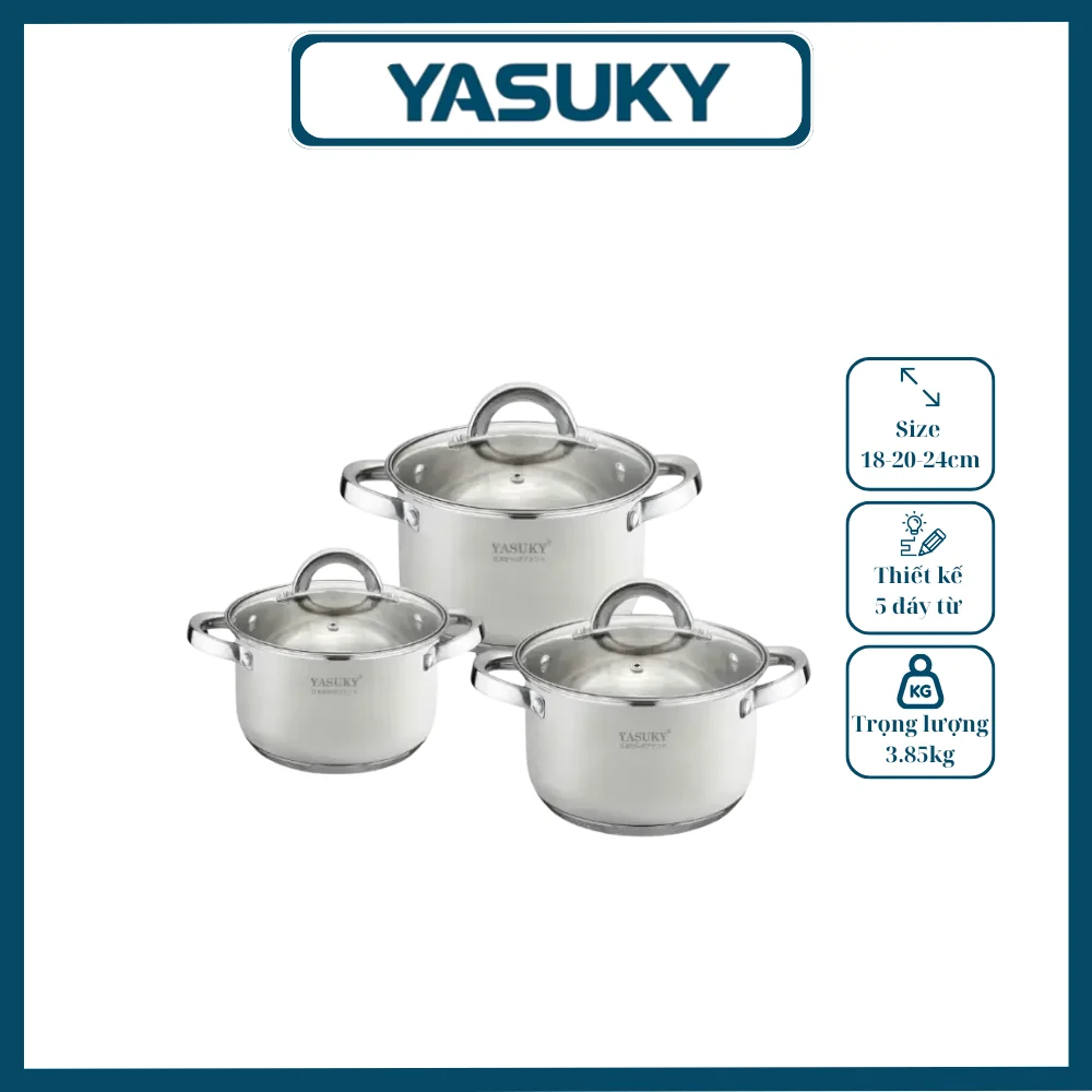 BỘ XOONG NỒI YASUKY THAILAND-2403 BỘ XOONG NỒI YASUKY THAILAND-2403